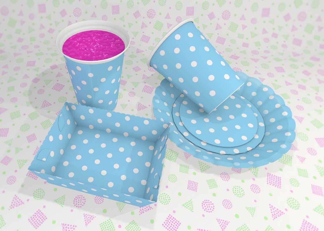 Decoración Fiesta Polka Celeste