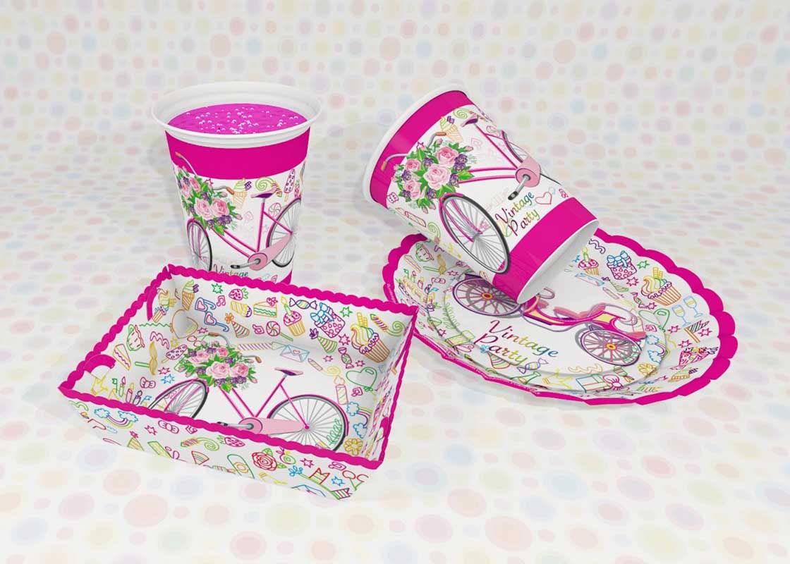 Decoración Fiesta Vintage Fucsia
